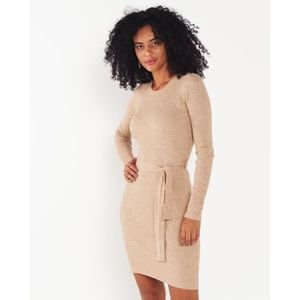 *ORANGE Ribbed Tie Belt Dress